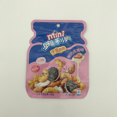 60g 100g กระเป๋ารูปทรงที่กำหนดเองลามิเนตพลาสติกซิปล็อคกระเป๋าด้านข้าง Gusset