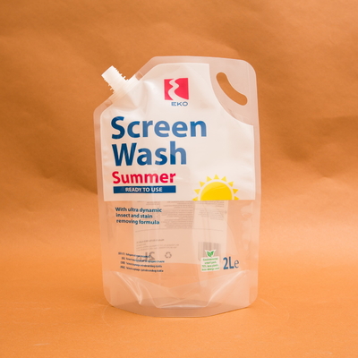 2L พลาสติก Stand Up Liquid Spout Pouch กระเป๋าสำหรับ Liquids Screen Washing
