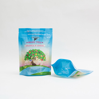 บรรจุภัณฑ์ Ziplock Ziplock พลาสติกพิมพ์แบบกำหนดเองขนาด 12OZ 100 มม. สำหรับ Granola Cereal