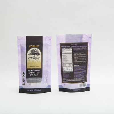 12OZ 340g บรรจุภัณฑ์อาหารถุง Ziplock ซิปยืนกระเป๋าซิปสำหรับ Quinoa แตกหน่อ