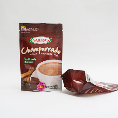340g Champurrado Stand Up Pouch ถุงบรรจุ Hocolate ทันทีพร้อมซิป