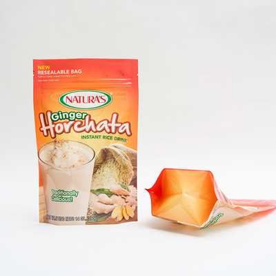 14OZ พิมพ์พลาสติกยืนขึ้นกระเป๋าข้าวทันทีถุงบรรจุภัณฑ์ Ziplock แบบกำหนดเอง