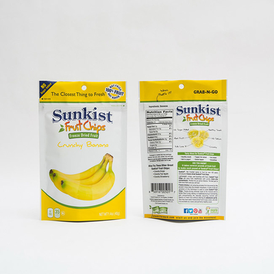 กล้วยตากแห้ง 1.4oz บรรจุภัณฑ์อาหารรีไซเคิลได้ Stand Up Pouches พร้อมซิป