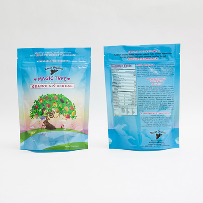 บรรจุภัณฑ์ Ziplock Ziplock พลาสติกพิมพ์แบบกำหนดเองขนาด 12OZ 100 มม. สำหรับ Granola Cereal
