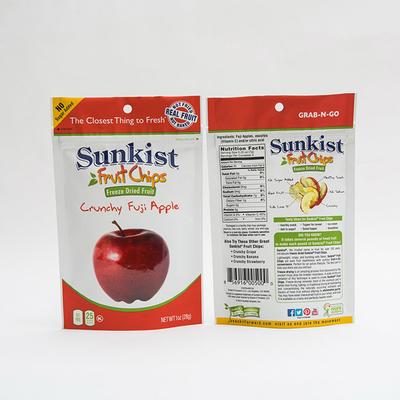 1OZ Dry Apple Chips ยืนขึ้นกระเป๋ากระเป๋าด้วย Zip Lock Custom Zip Bag Packaging