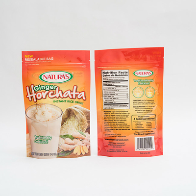 14OZ พิมพ์พลาสติกยืนขึ้นกระเป๋าข้าวทันทีถุงบรรจุภัณฑ์ Ziplock แบบกำหนดเอง
