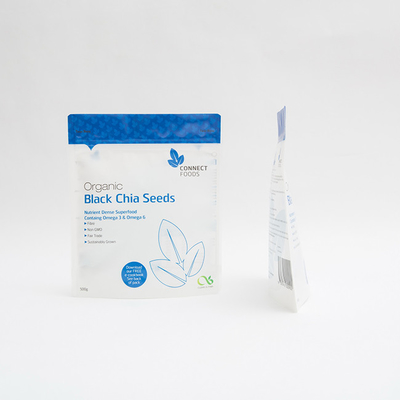 500g Matte PET Stand Up ถุงพลาสติก 123um Black Chia Seeds Packaging