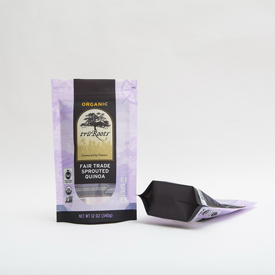 12OZ 340g บรรจุภัณฑ์อาหารถุง Ziplock ซิปยืนกระเป๋าซิปสำหรับ Quinoa แตกหน่อ