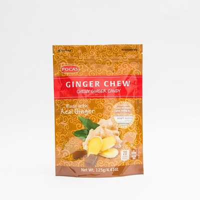 125g PE80 PET12 ถุงใส่ขนมขิงเคี้ยวพร้อมหน้าต่างและเป้าเสื้อกางเกง