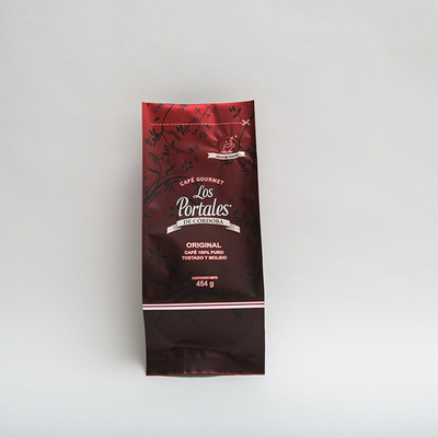 454g 280 X 100 มม. พิมพ์ถุงกาแฟก้นแบนพร้อมวาล์วสำหรับเมล็ดกาแฟBOPP