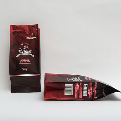 454g 280 X 100 มม. พิมพ์ถุงกาแฟก้นแบนพร้อมวาล์วสำหรับเมล็ดกาแฟBOPP