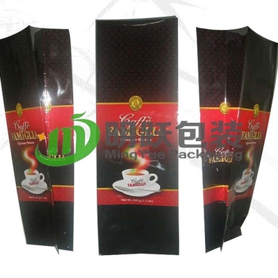 Quad Seal 500g กาแฟ PET12 ถุงฟอยล์พิมพ์แบบกำหนดเองพร้อมวาล์วอากาศและ Tin Tie