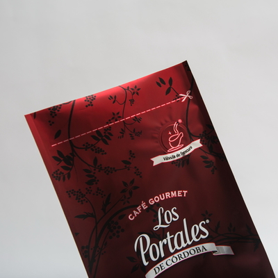 454g 280 X 100 มม. พิมพ์ถุงกาแฟก้นแบนพร้อมวาล์วสำหรับเมล็ดกาแฟBOPP