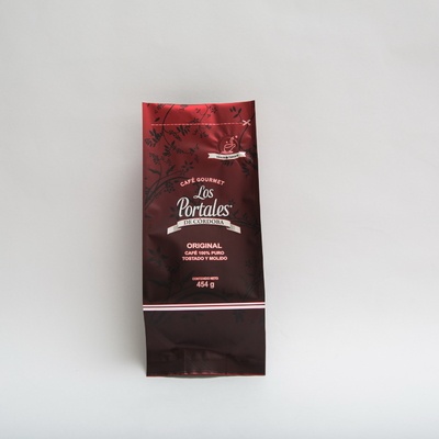 454g 280 X 100 มม. พิมพ์ถุงกาแฟก้นแบนพร้อมวาล์วสำหรับเมล็ดกาแฟBOPP