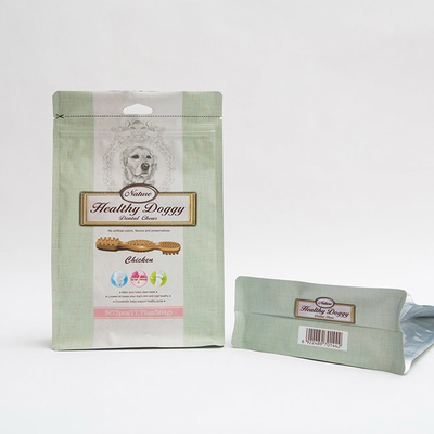 17.77OZ 75mm ถุงบรรจุอาหารสัตว์เลี้ยง Doggy Dental Chews กระเป๋าด้านล่างแบบแบนพร้อมซิป