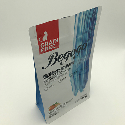 280 X 210MM 1.5 กก. กระเป๋าก้นแบนด้านล่างแบน PET12 อาหารแมวในบรรจุภัณฑ์รีไซเคิล