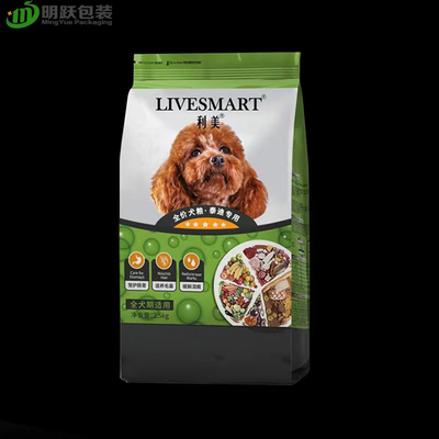 VMPET 130um 2.5 กก. ถุงบรรจุอาหารสัตว์เลี้ยงความต้านทานความชื้นกระเป๋าซิปด้านล่างแบน