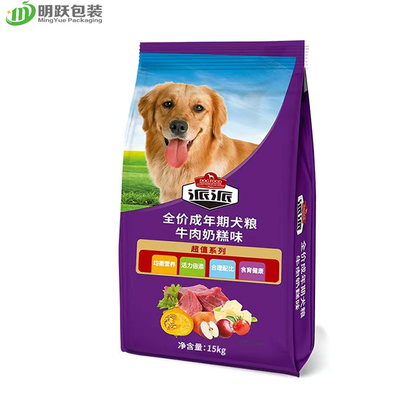 15 กก. 20 กก. กระเป๋าใส่อาหารสุนัขด้านข้าง Cat Dog Custom พิมพ์บรรจุภัณฑ์อาหาร